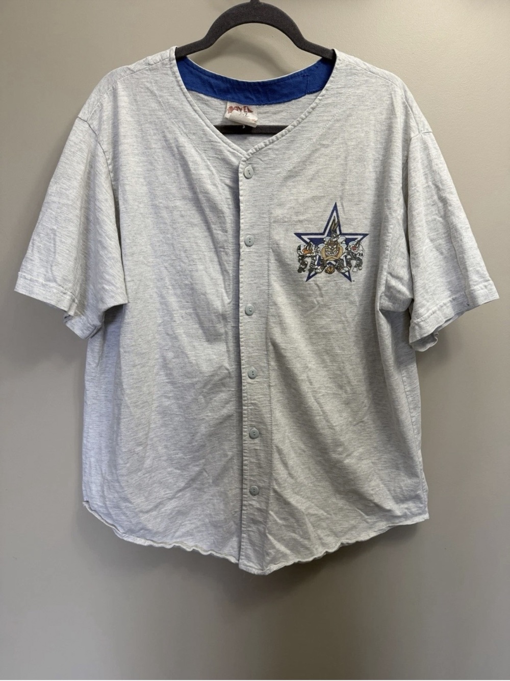 Vintage 1993 Looney Tunes Dallas Cowboys Jersey Bugs Bunny Taz Sz L Novel Teez